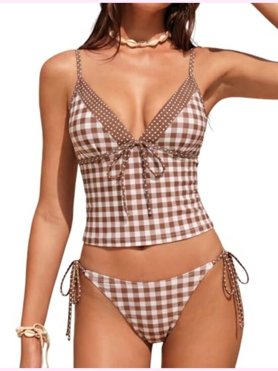 Other - Gingham Tankini Two Piece Swimsuit Set for Women